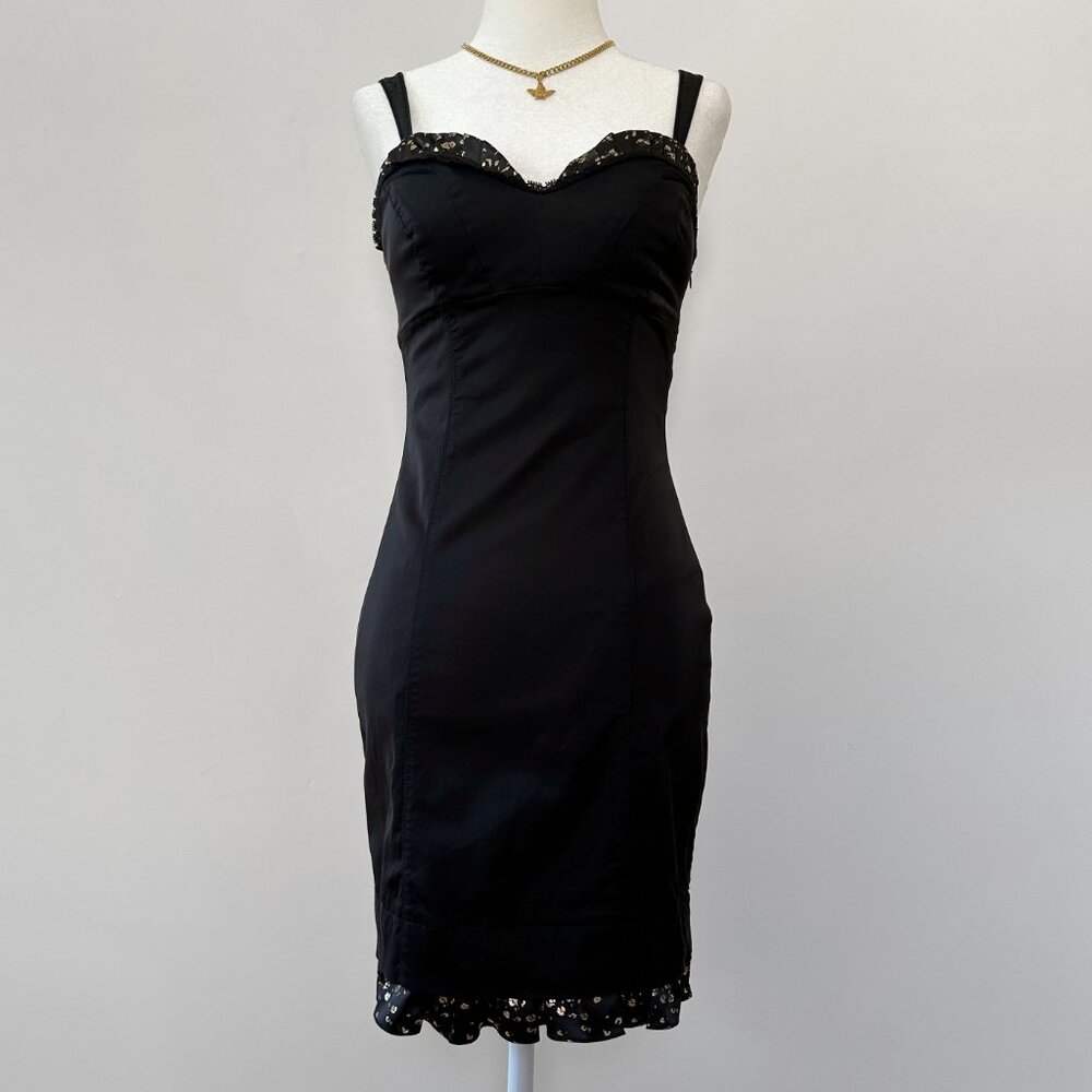 Vintage Y2K Guess black bodycon bustier mini dress